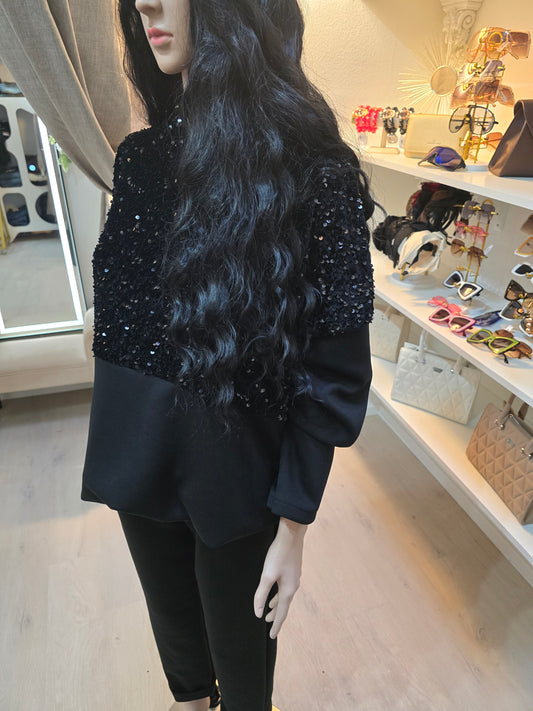 Pailetten Hoodie Set mit Hose