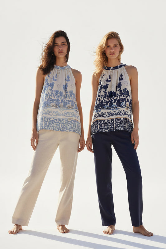 Boho-Neckholdertop mit Ornament-Print