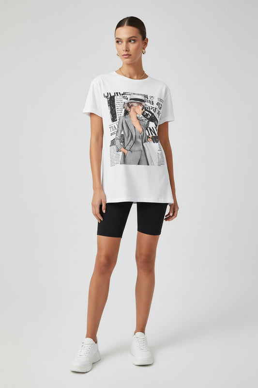 Langes T-Shirt mit Dame