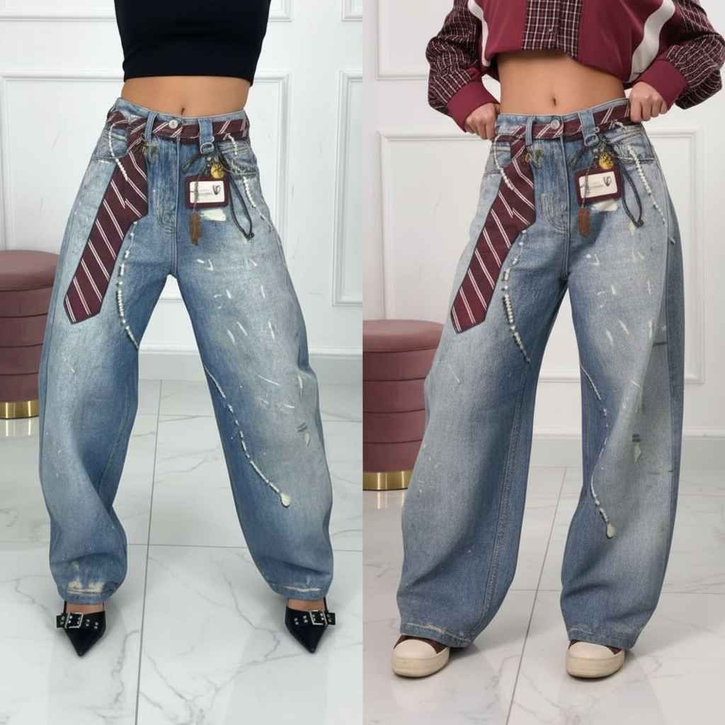 Jeans mit Krawatten Muster