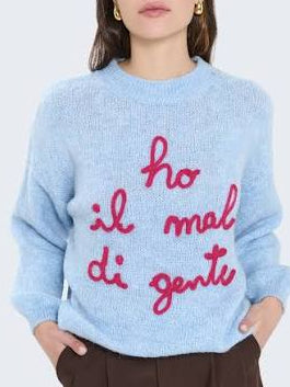 Pullover mit Schriftzug / Alpaka & Wolle Blend