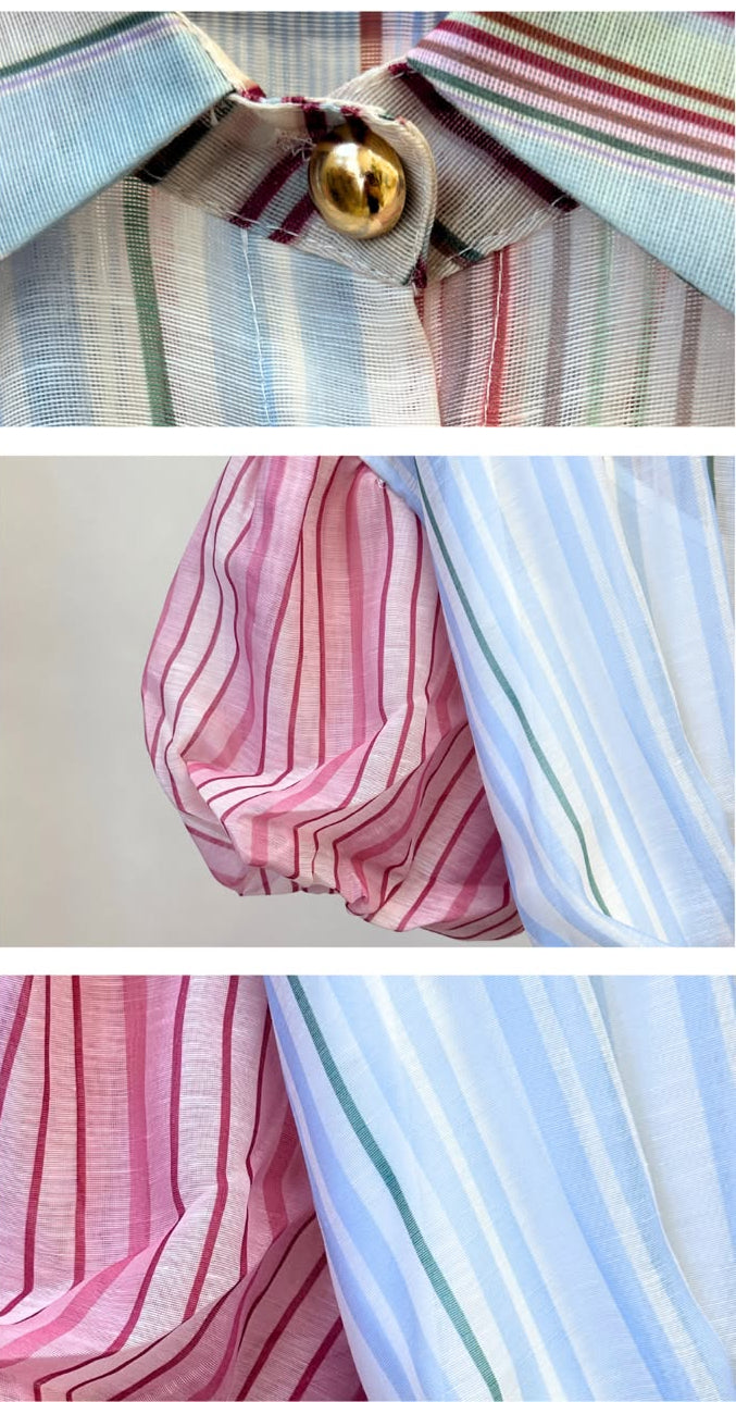 Gestreiftes Wickelkleid mit Gürtel