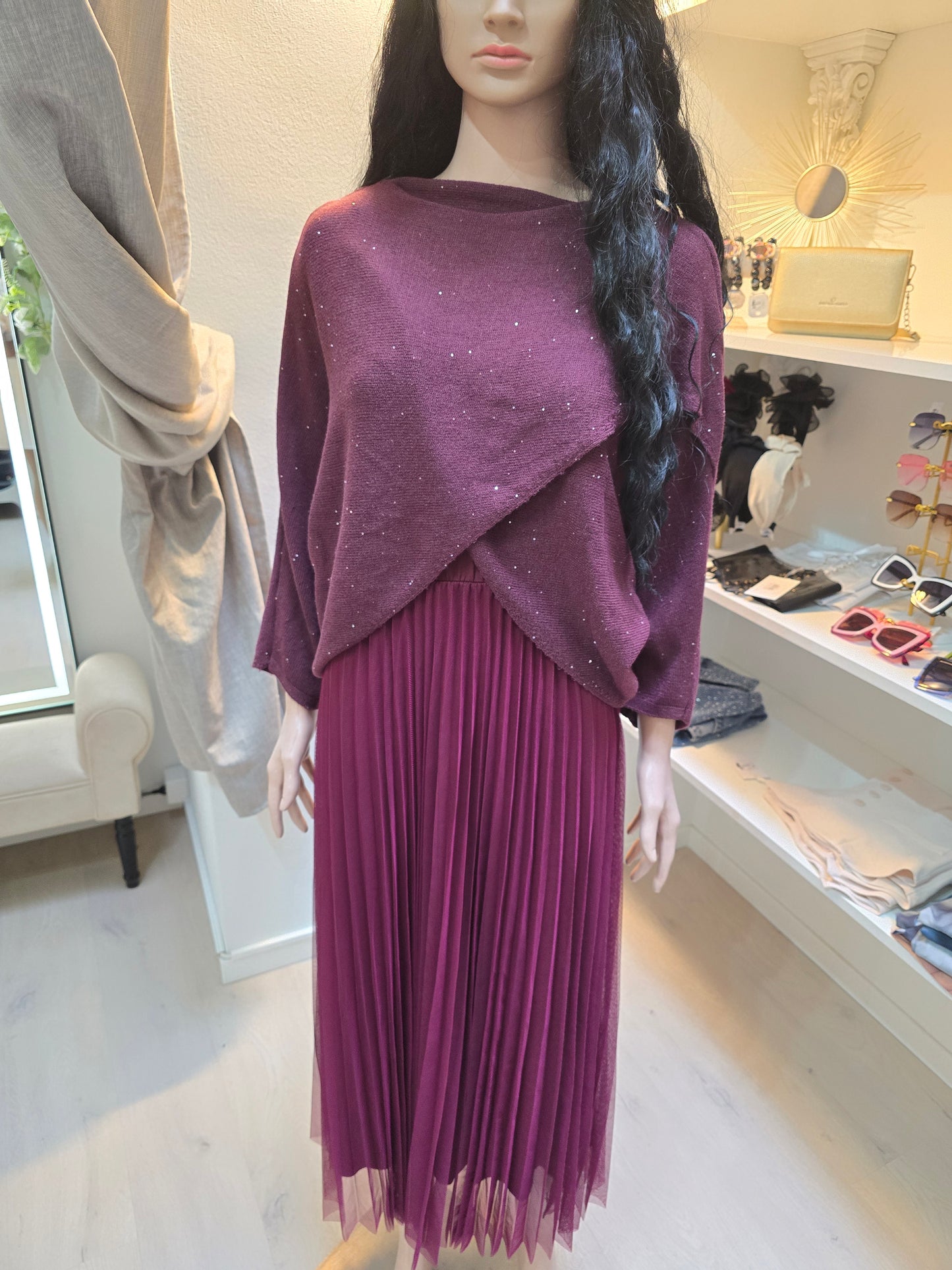 Kleid mit integrierten Pullover und Glitzer
