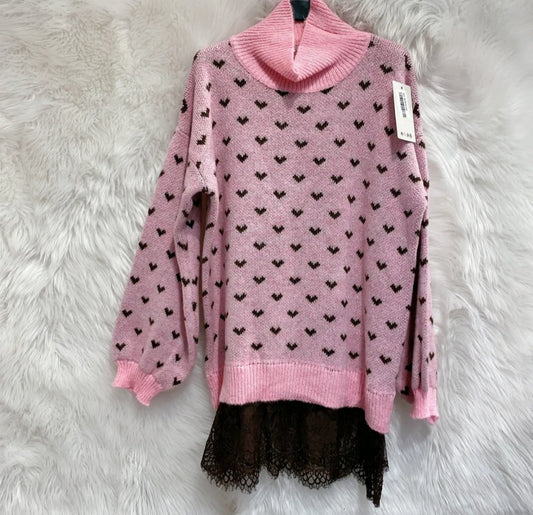 Pullover mit Herzen und Sptize am Saum