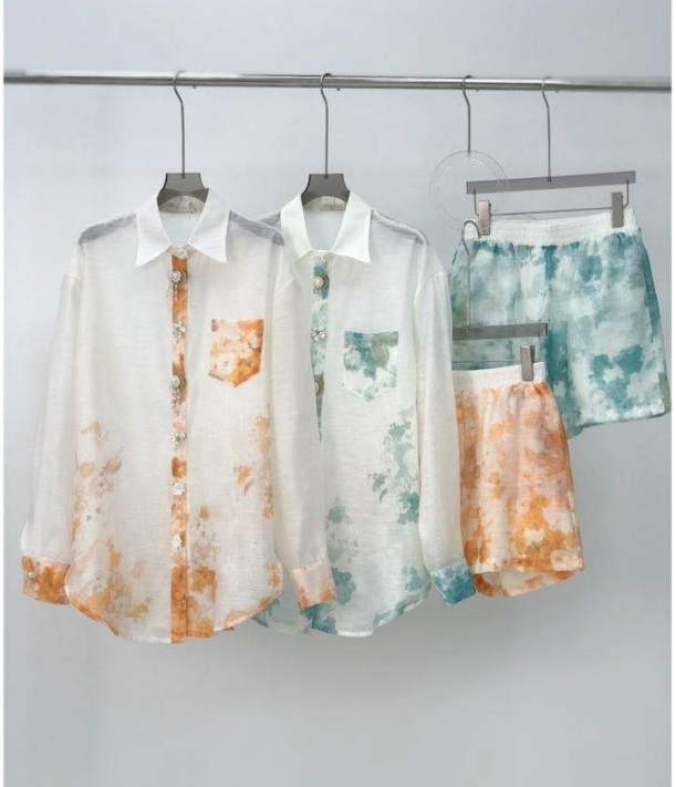 Batik-Bluse in Leinenoptik