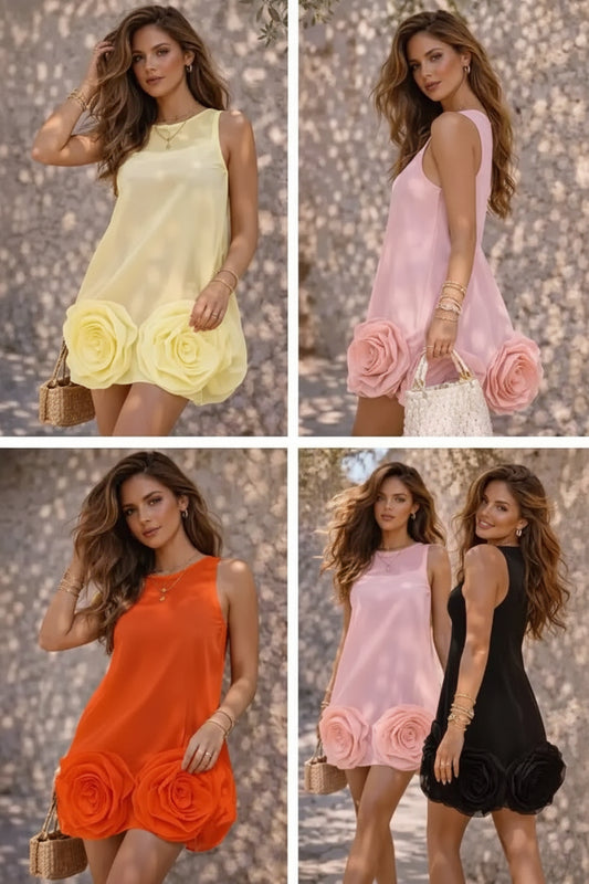 Ballonkleid mit 3D-Blüten