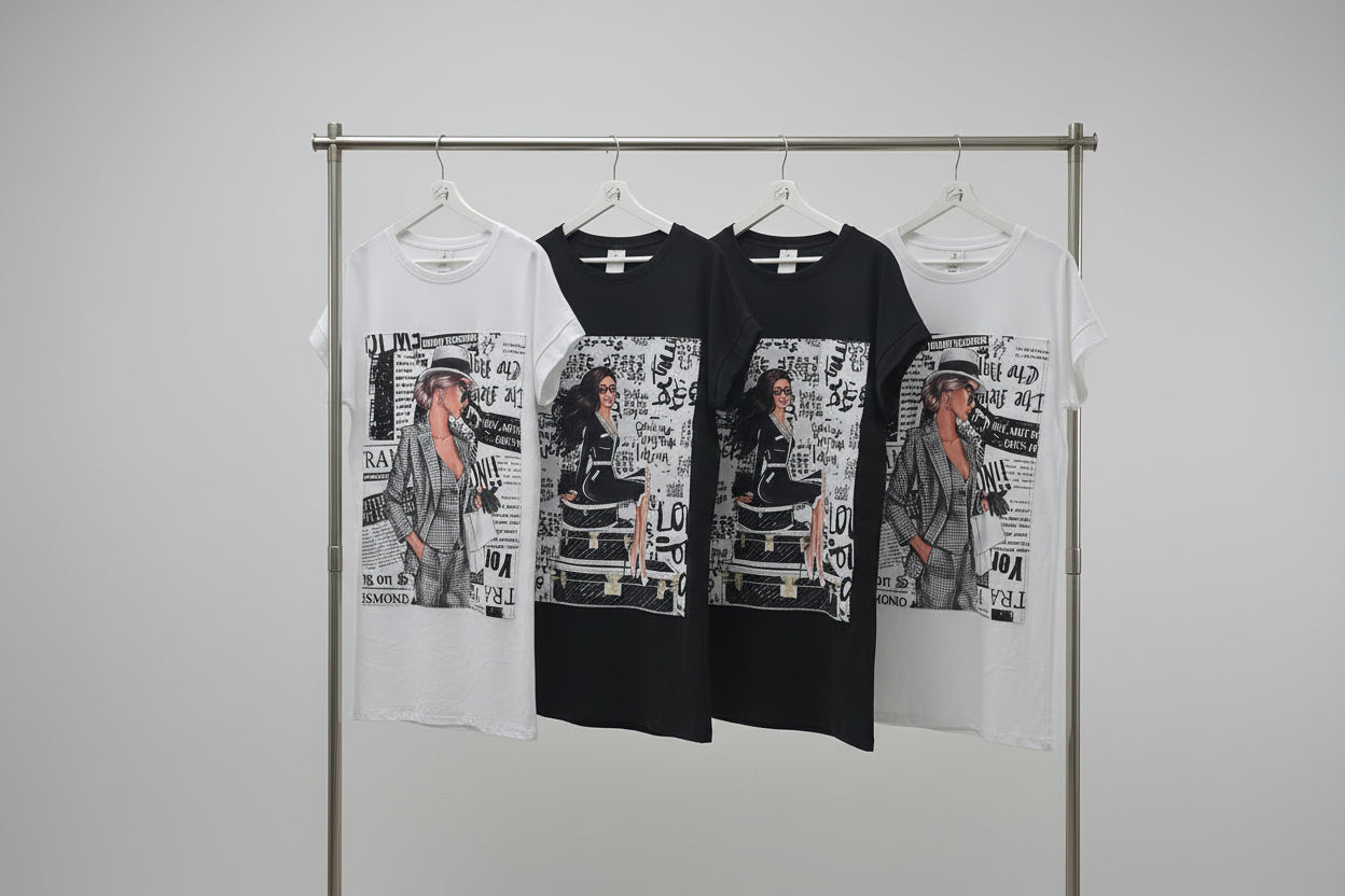 Langes T-Shirt mit Dame