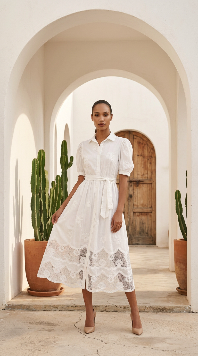 Kleid aus Baumwolle mit Spitze
